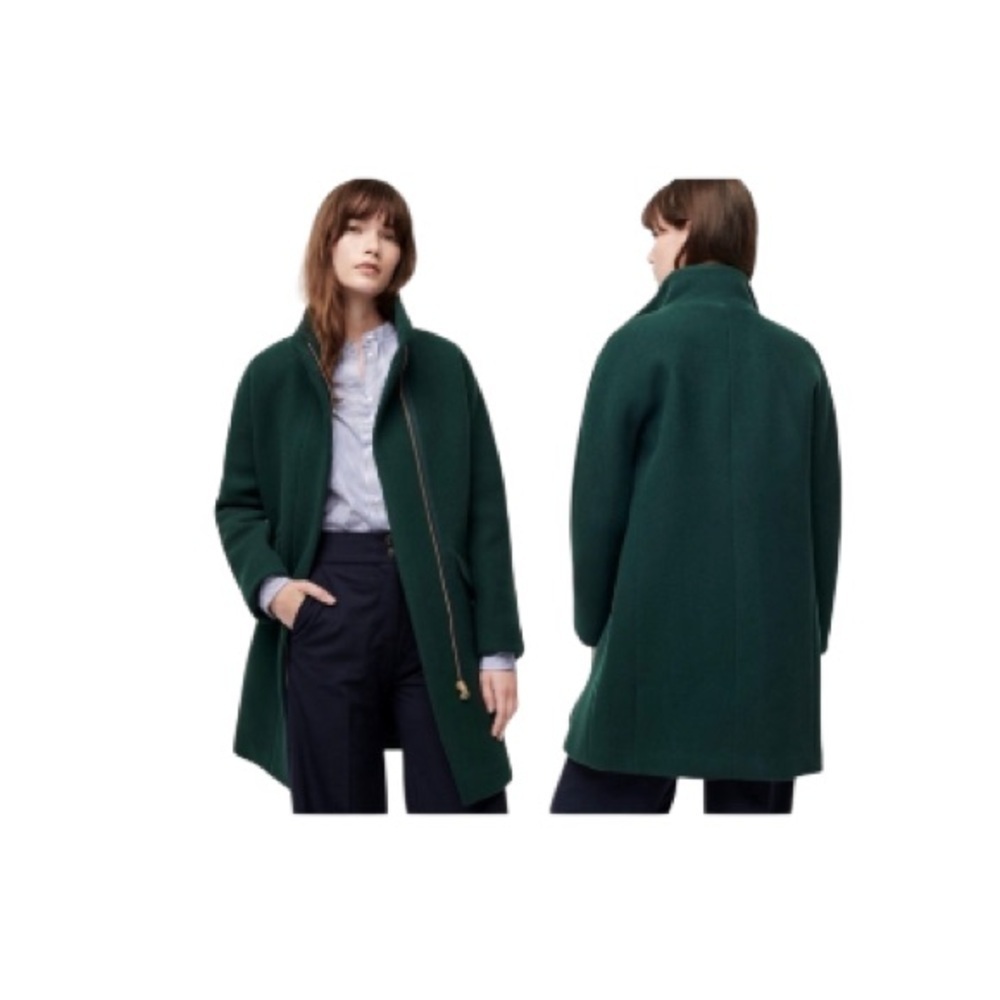 J. Crew Cocoon Coat 2 Wool
Blend Zip Up Pine Green Size 0P runs like a 6